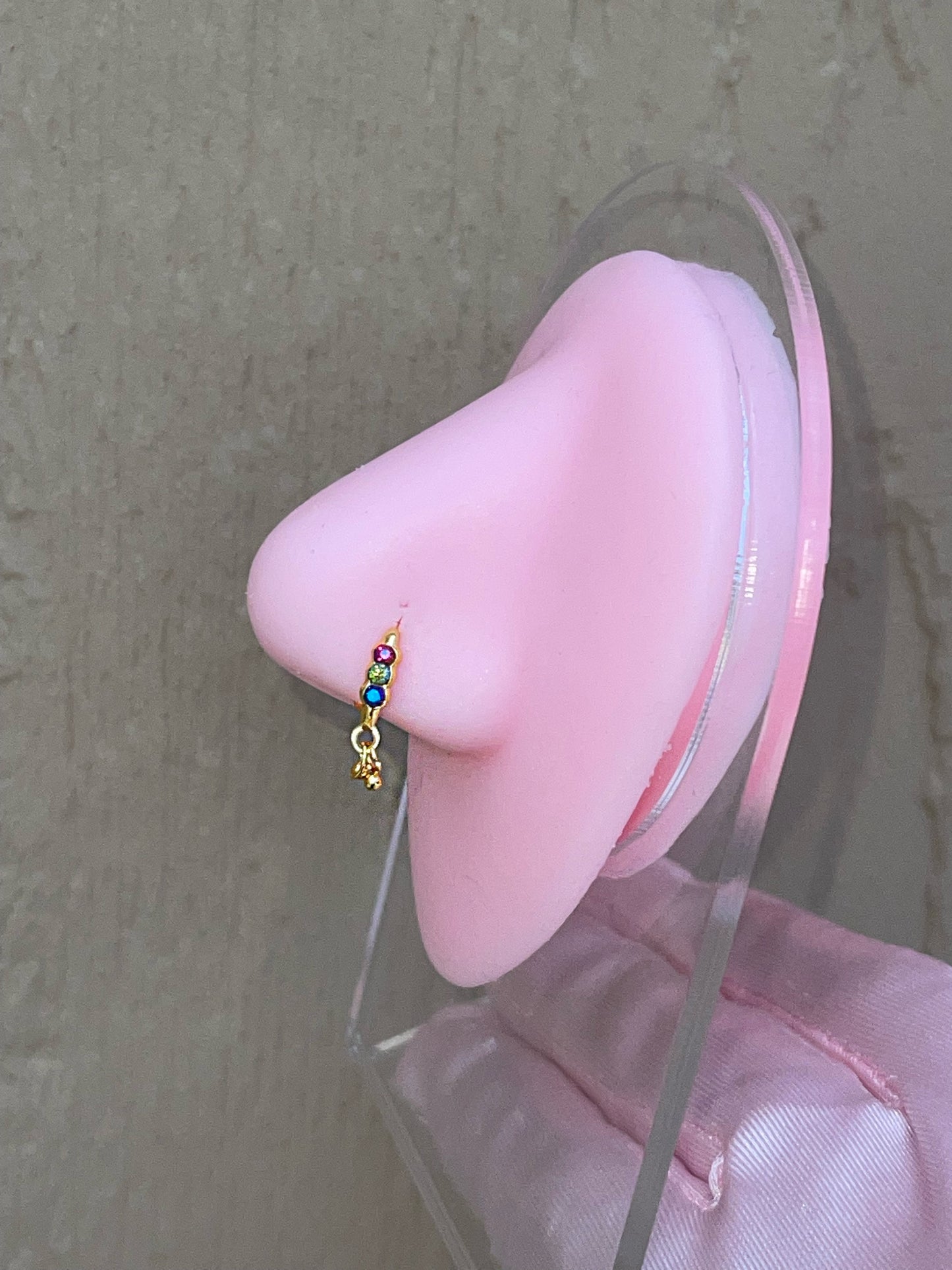 MULTICOLOR DANGLE Gold Nose Ring