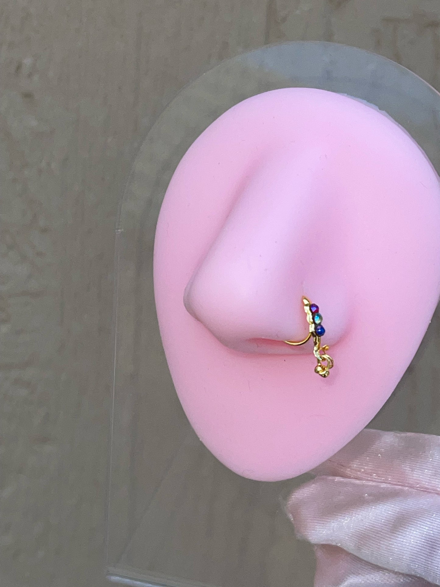 MULTICOLOR DANGLE Gold Nose Ring