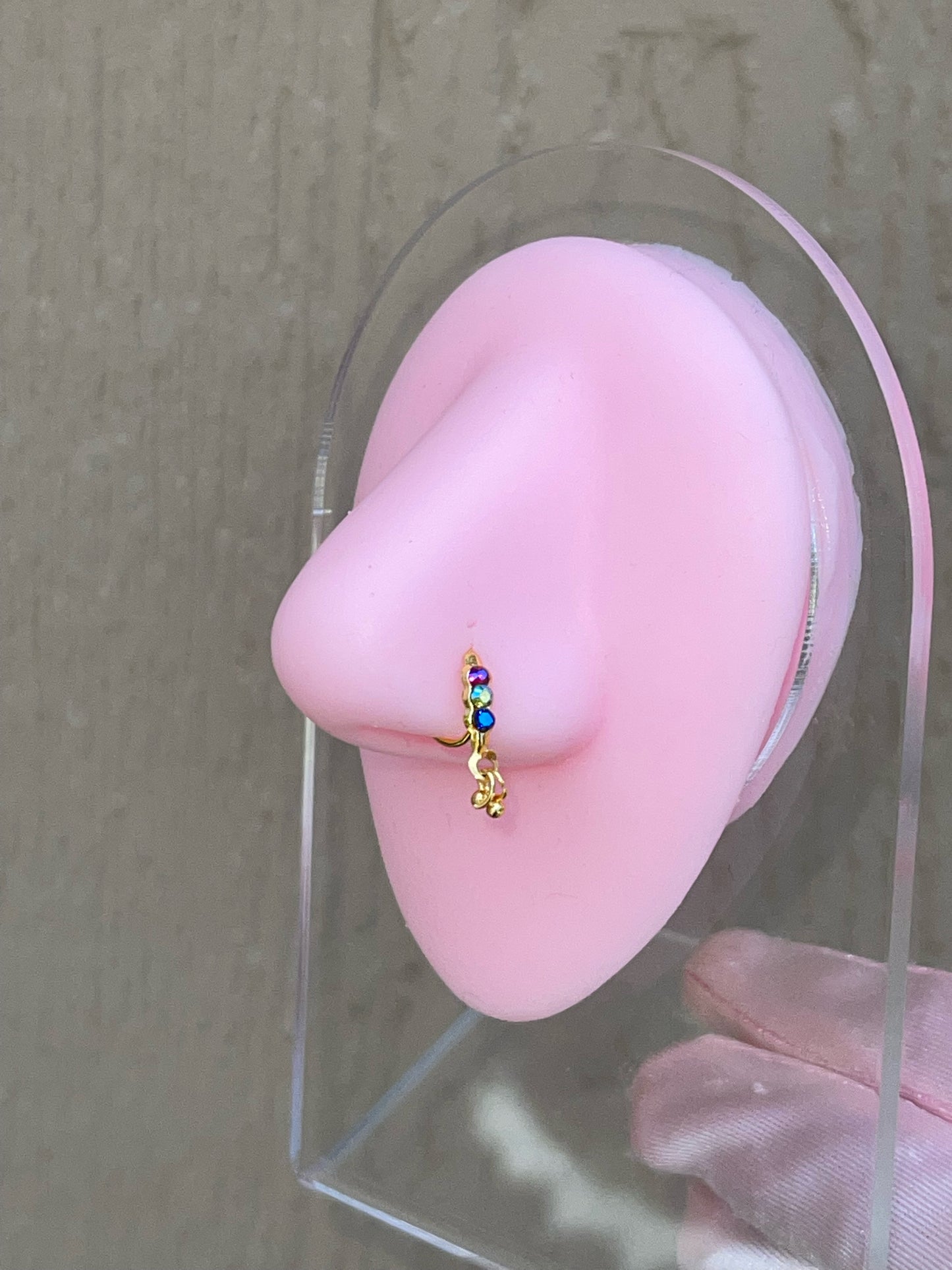 MULTICOLOR DANGLE Gold Nose Ring