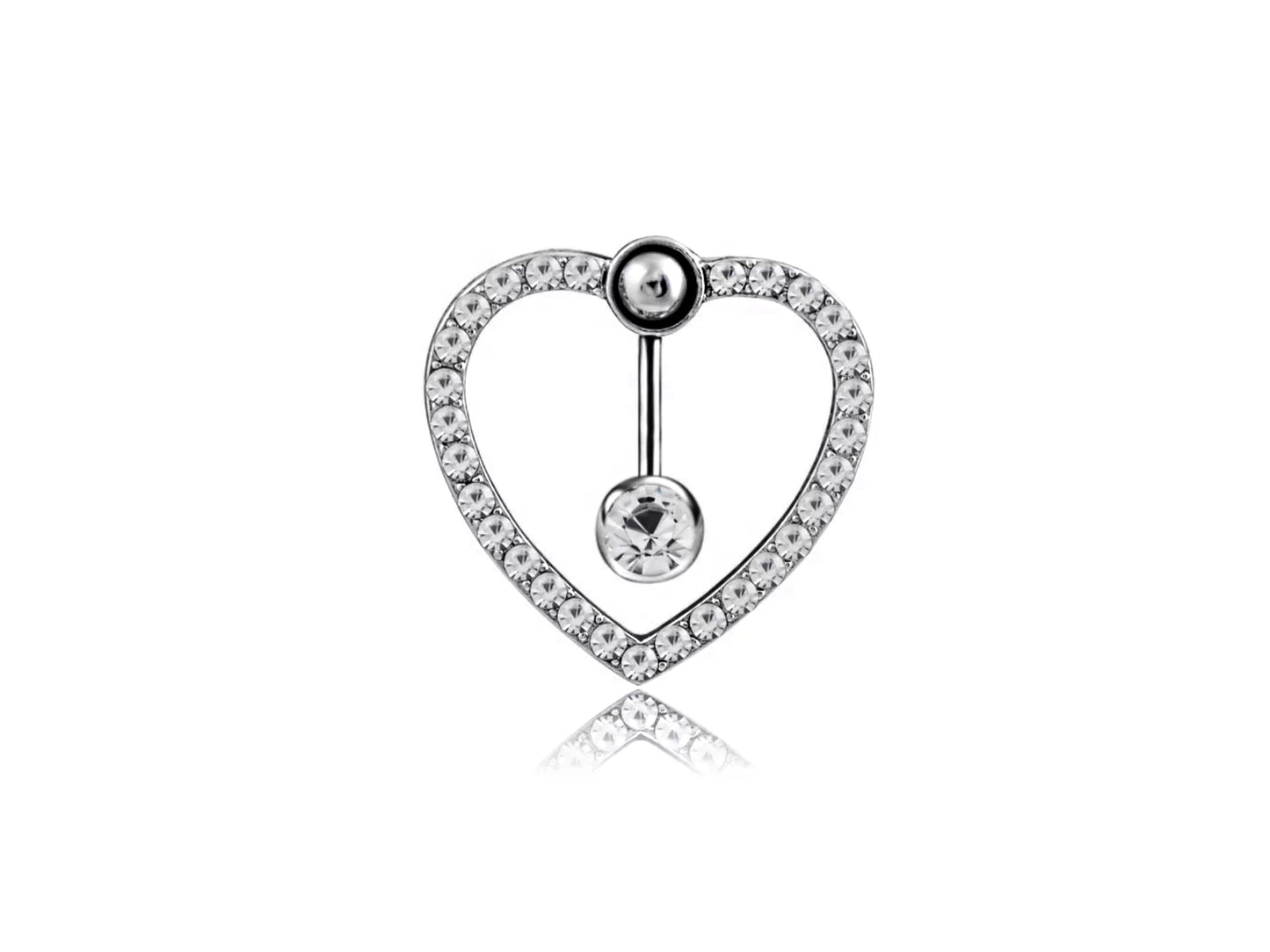 WHITE HEART Belly Ring