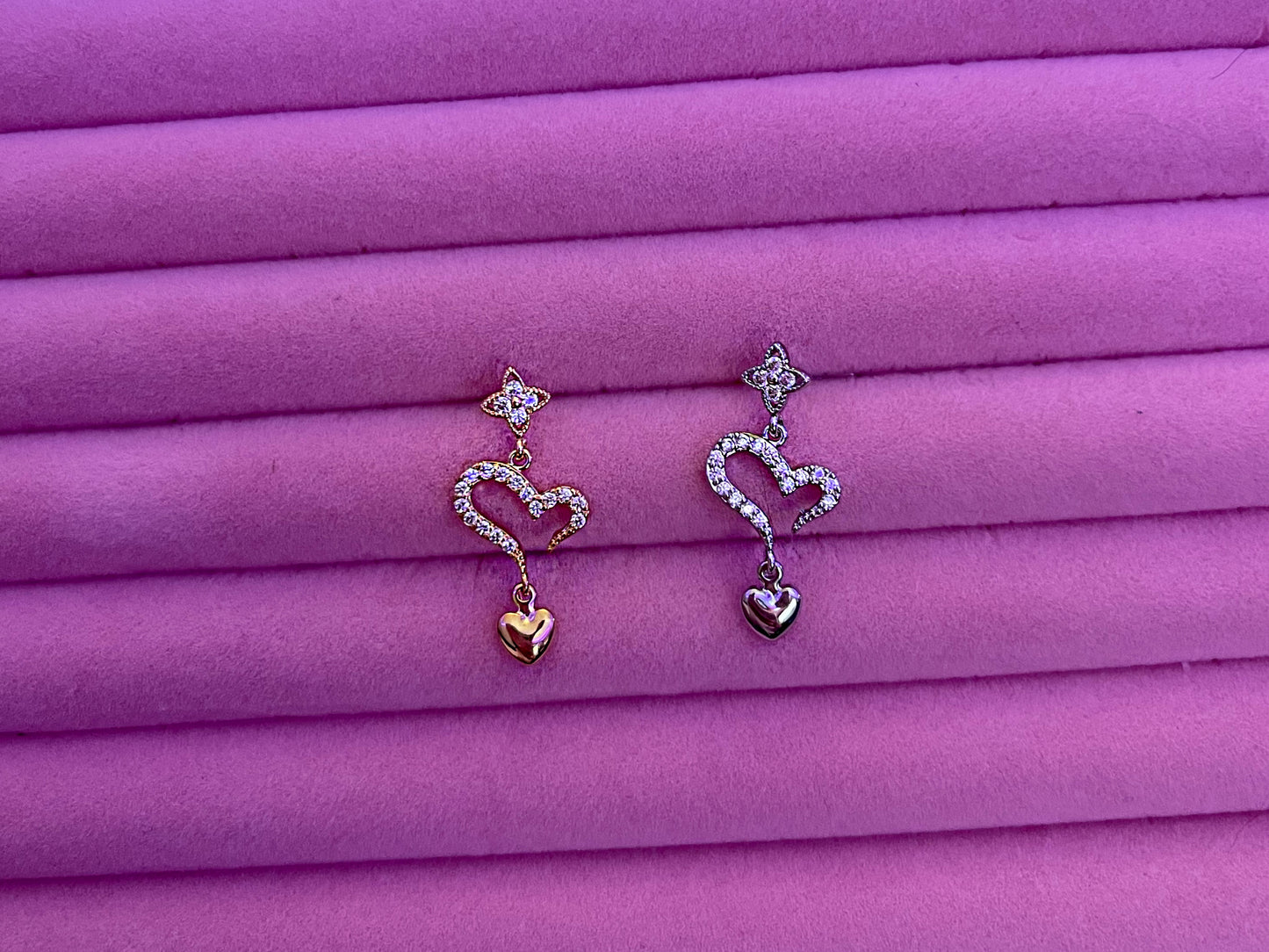 DOUBLE HEART Dangle Nose Stud
