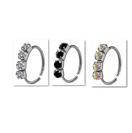 SILVER DIAMOND Nose Ring Set
