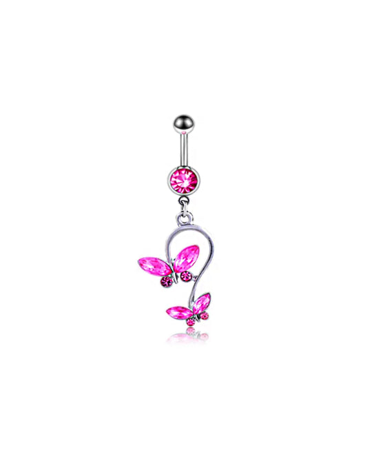 PINK DOUBLE BUTTERFLY Belly Ring