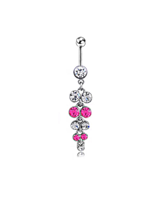 PINK / WHITE RHINESTONE Belly Ring