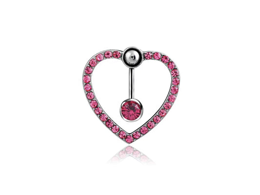 HOT PINK HEART Belly Ring