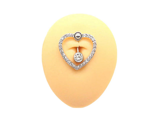 WHITE HEART Belly Ring