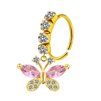 WHITE/PINK BUTTERFLY Nose Ring