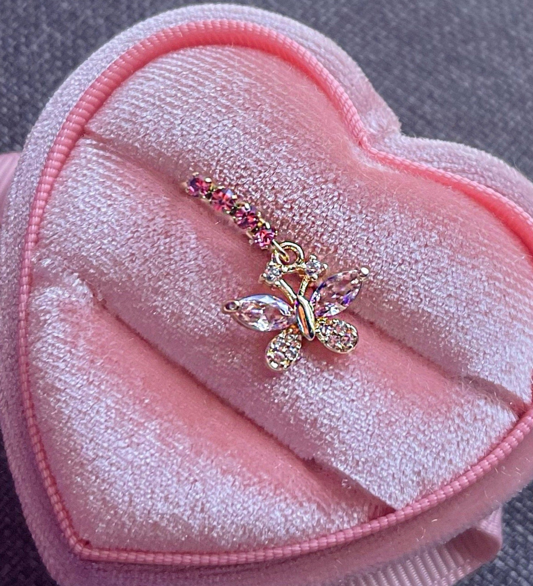 PINK/WHITE BUTTERFLY Nose Ring